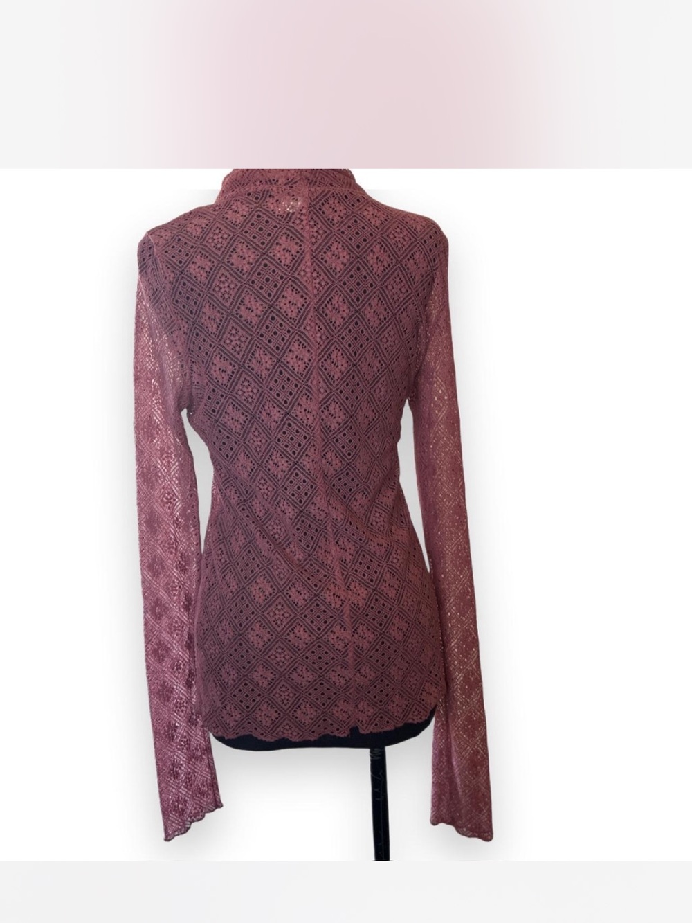 Free People Lace Long-Sleeve Top in Dusty Rose Mauve